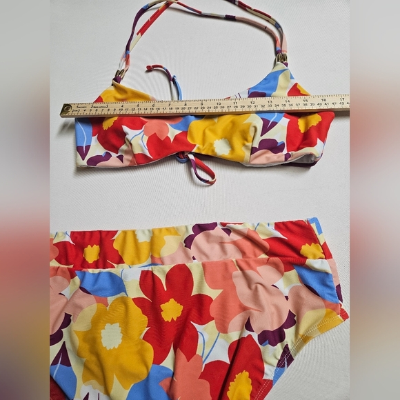 Time Thru- 2 Piece Bathing Suit Floral Top 12-14 Bottom 16-18 . - Picture 4 of 7